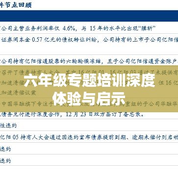 六年级专题培训深度体验与启示
